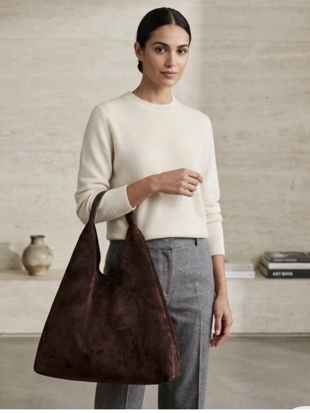 NWT GAP Chocolate Brown Faux Suede Fall Tote Bag